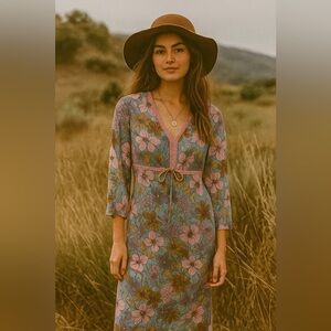 VINTAGE 70's old floral house dress